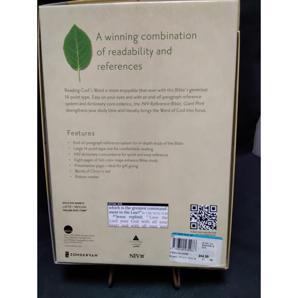 NIV New international Version Reference Bible Gaint Print New in Box - Picture 3 of 6